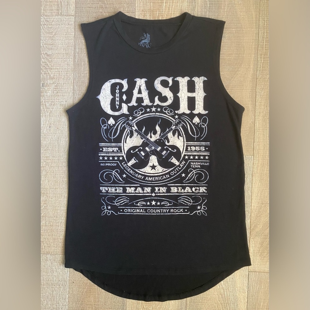 🎸Jonny Cash black & white muscle tank top